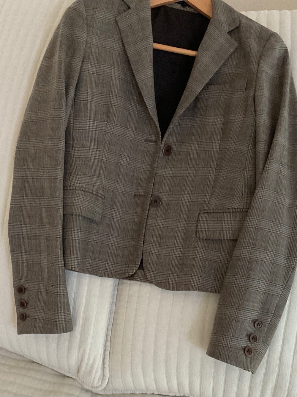 Theory Plaid Blazer in Gray-Taupe